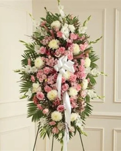 Pink & White Sympathy Standing Spray